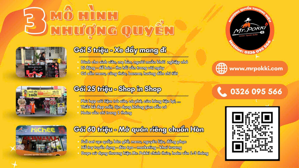 3 mô hình nhượng quyền của Mr.Pokki