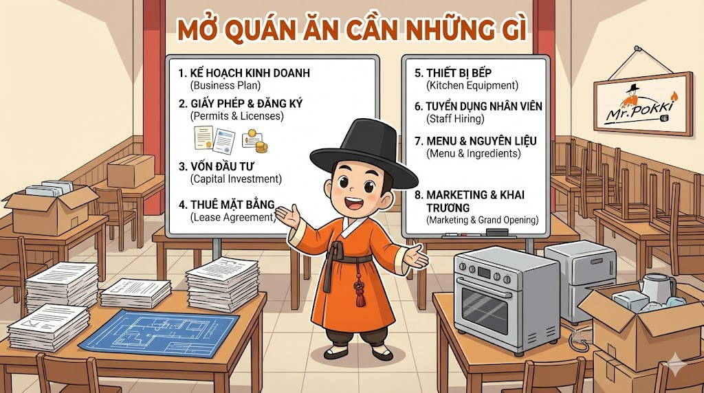 mở quán ăn cần những gì